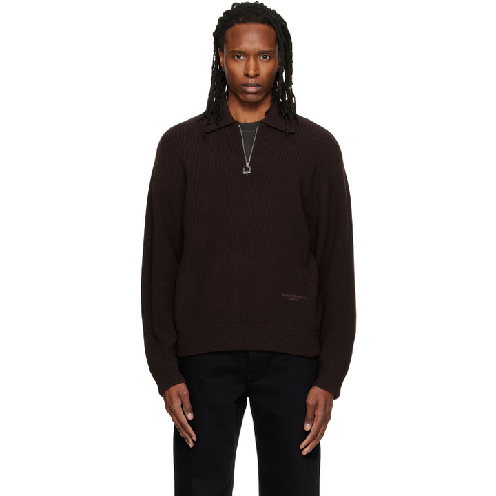 Photo: WOOYOUNGMI Brown Ribbed Wool Polo