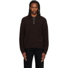 WOOYOUNGMI Brown Ribbed Wool Polo