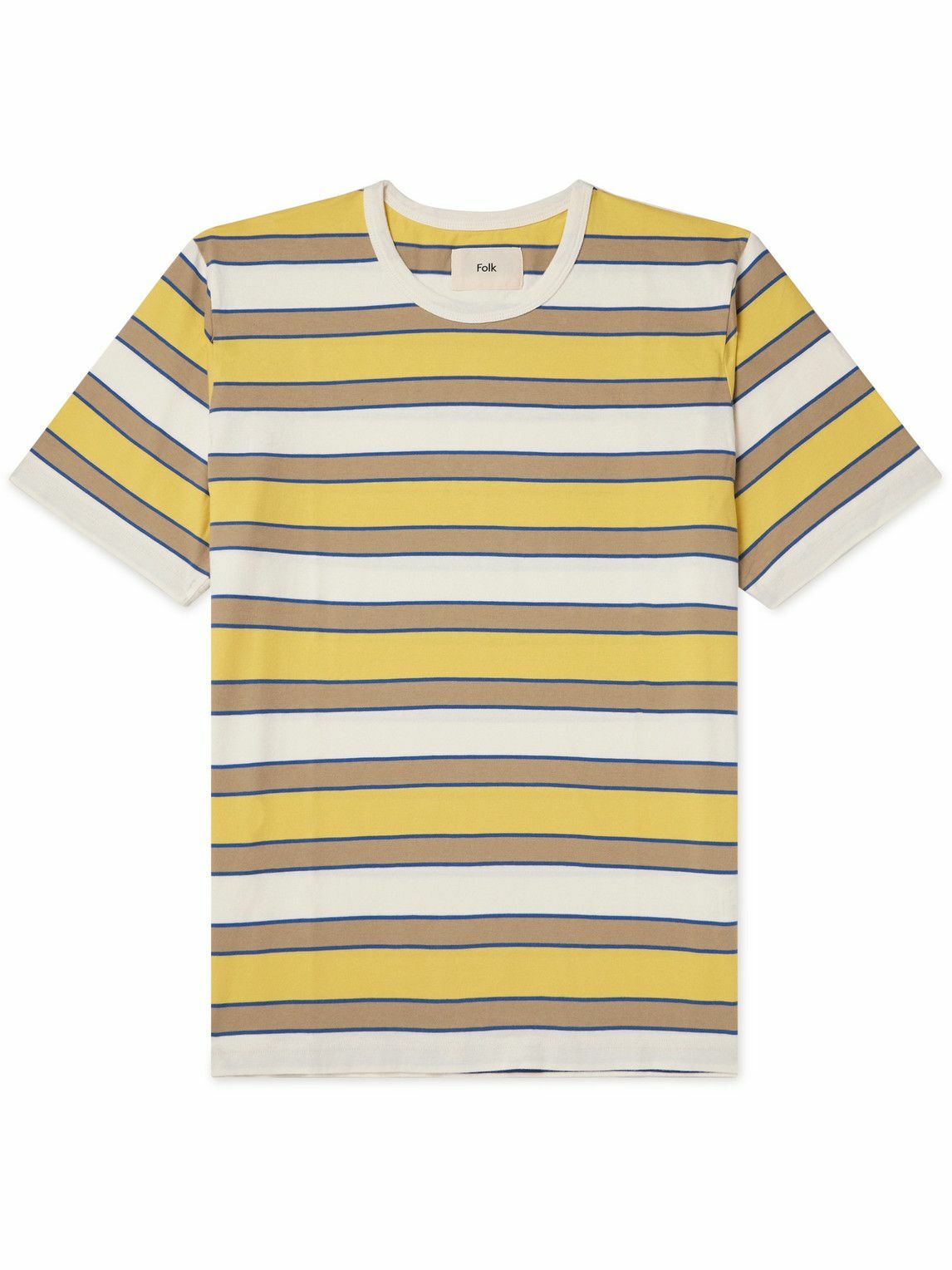 Folk - Striped Cotton-Jersey T-Shirt - Yellow Folk