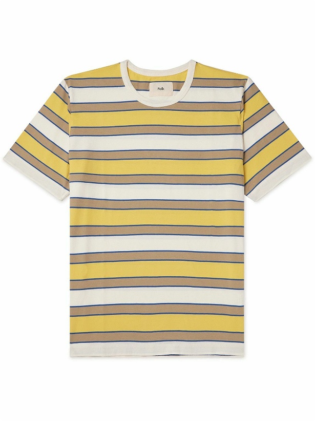 Photo: Folk - Striped Cotton-Jersey T-Shirt - Yellow