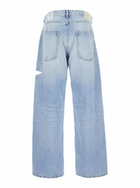 Icon Denim Light Blue Jeans With Cut-out Details On The Front And Wide Leg In Denim Man