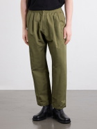 Neighborhood - Wide-Leg Cotton and Linen-Blend Twill Trousers - Green