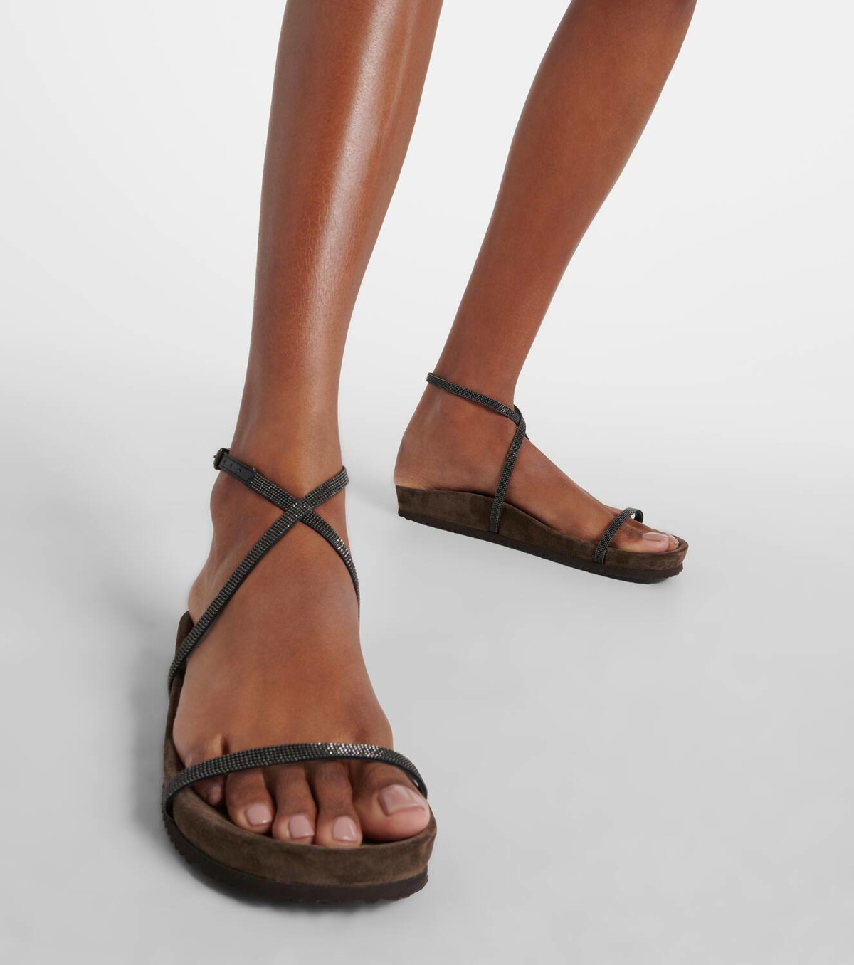 Brunello Cucinelli Gray Lamb Ovis Aries Aries Sandals main image 0