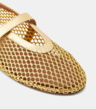 Alaïa Fishnet metallic leather ballet flats
