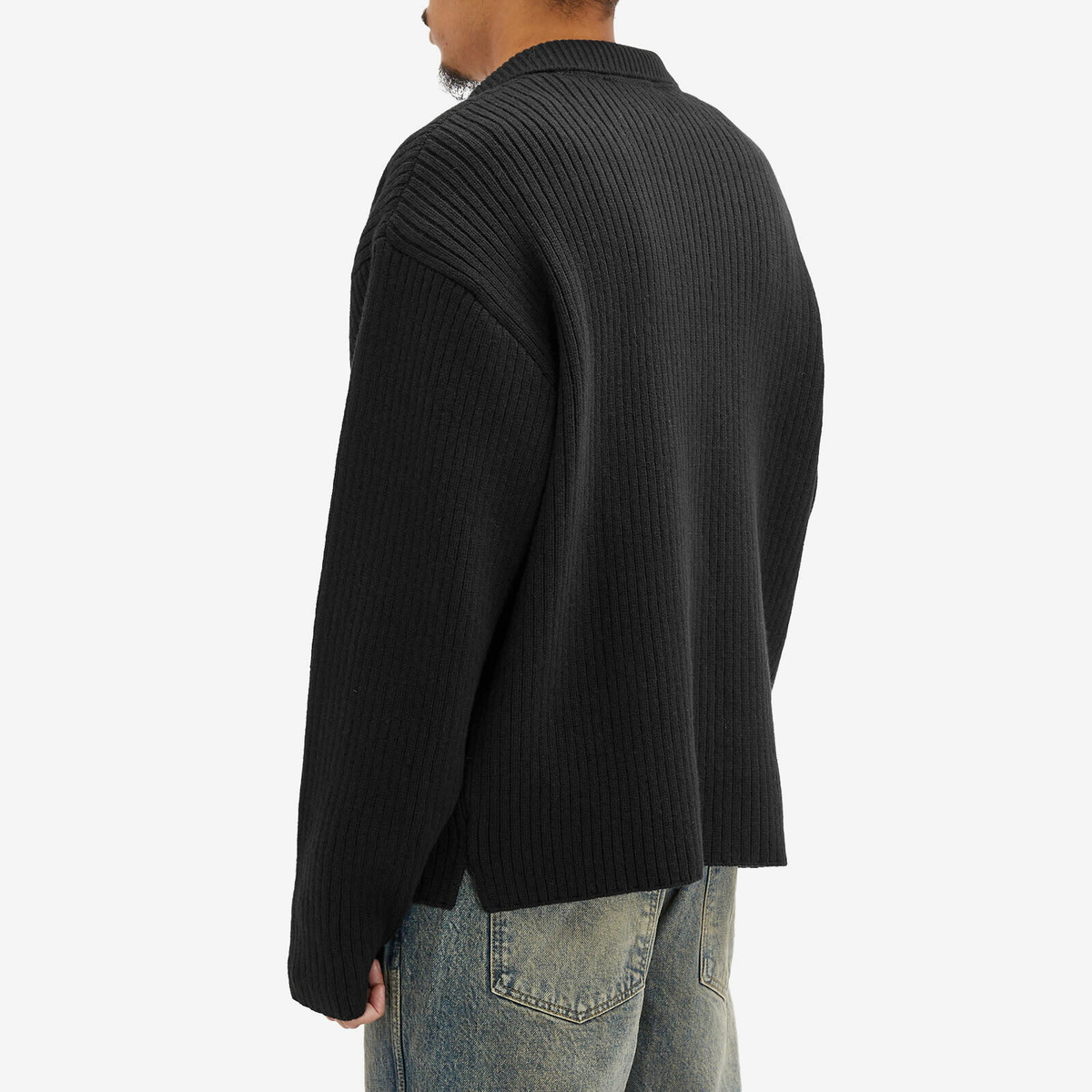 Represent Men's Textured Knit Polo in Jet Black