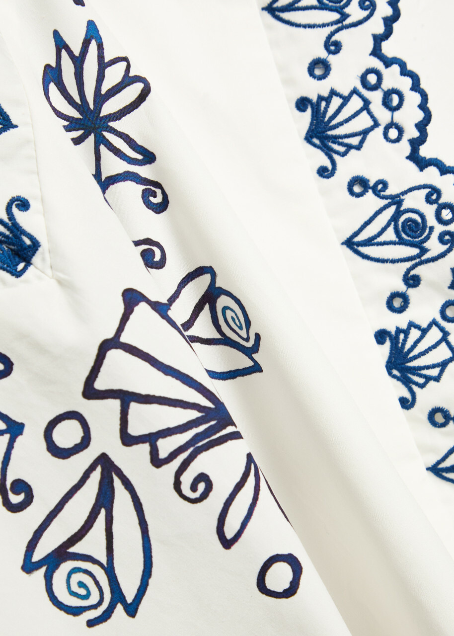 Alemais Leela Embroidered Cotton Mini Dress Cream