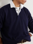 Dunhill - Cotton-Trimmed Cashmere and Linen-Blend Polo Shirt - Blue