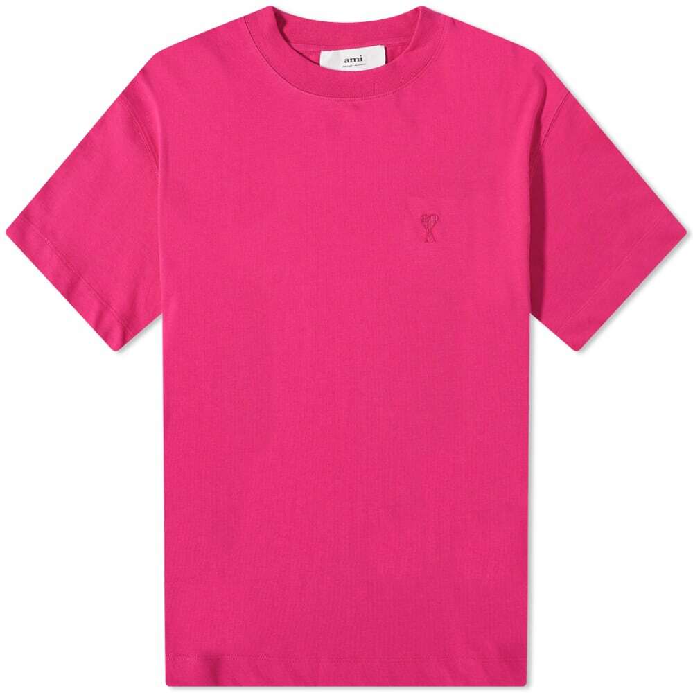 AMI Men's Tonal Heart T-Shirt in Fuchsia AMI