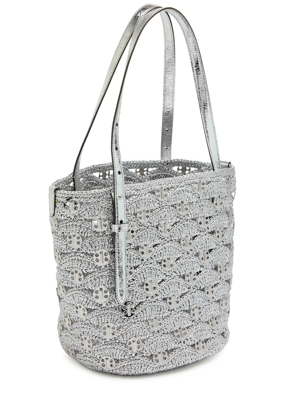 Rabanne Embellished Lurex Raffia Tote - Silver - One Size