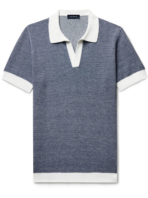Photo: Thom Sweeney - Cotton and Linen-Blend Polo Shirt - Blue