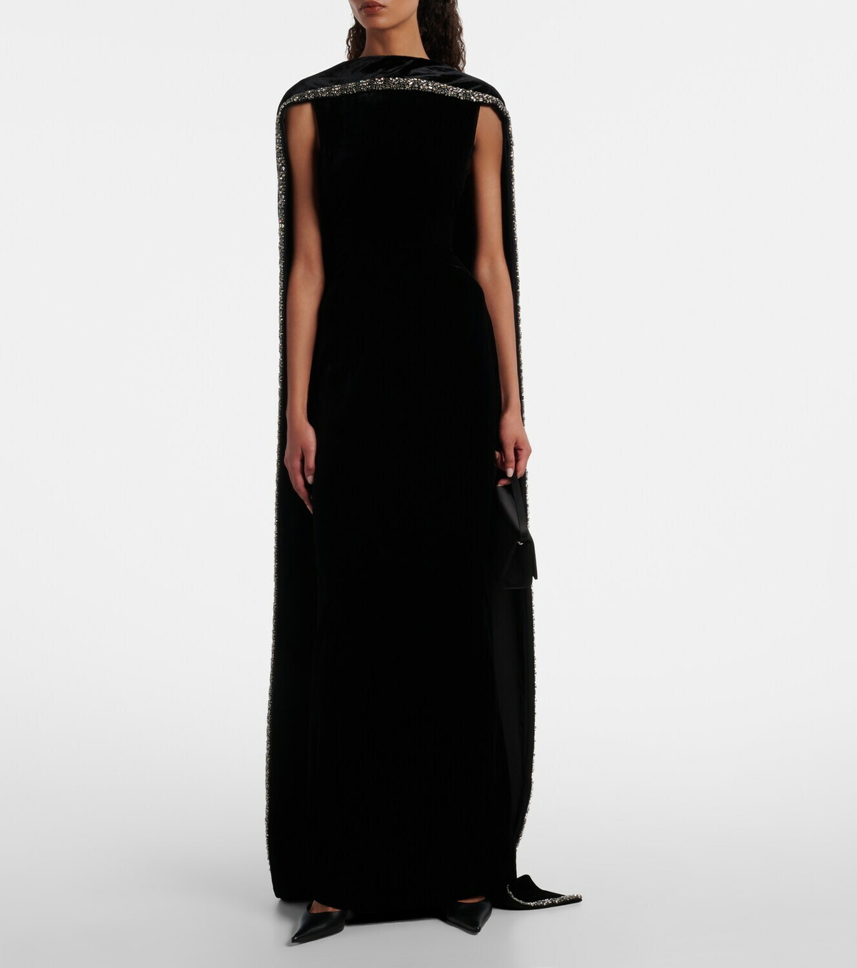 Roland Mouret Caped embellished velvet gown