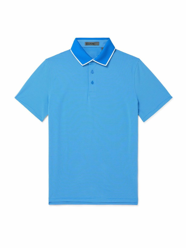 Photo: G/FORE - Feeder Striped Tech-Piqué Golf Polo Shirt - Blue