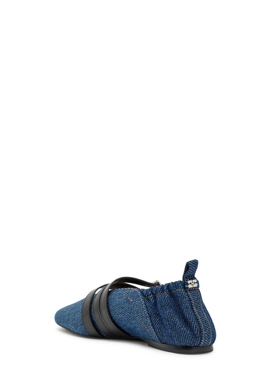 Ganni Multi-strap Chambray Ballet Flats Denim