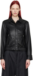 Youth Black Zip Faux-Leather Jacket