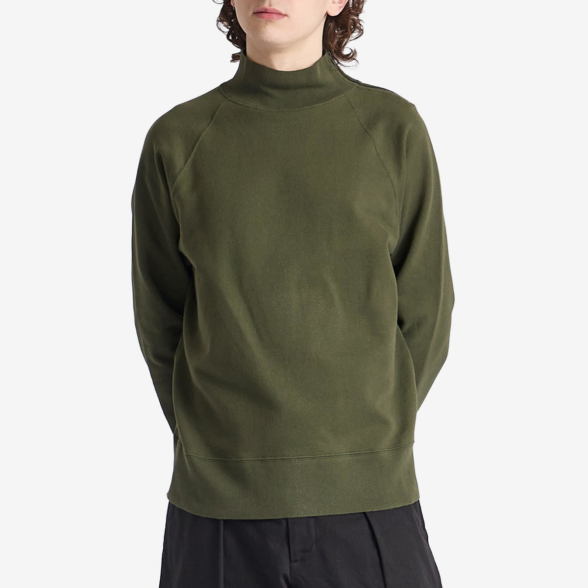 MHL by Margaret Howell Men's Zip Neck Sweatshirt in Uniform Green
