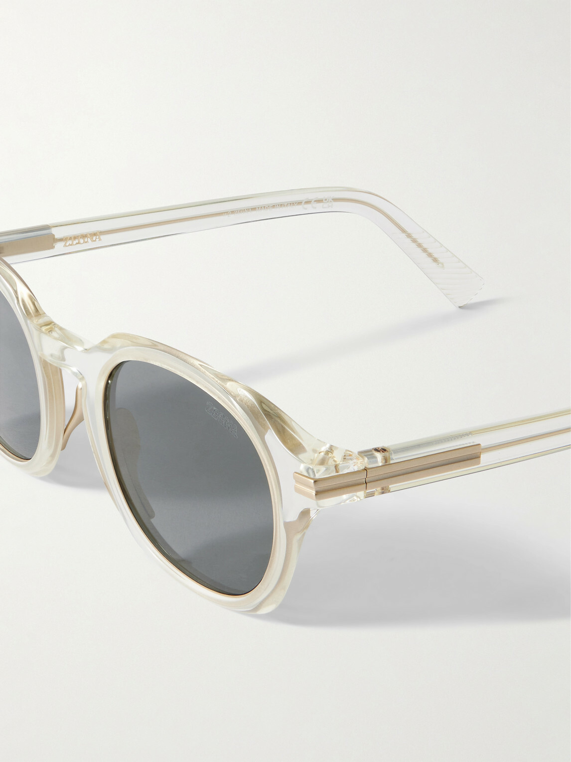 Zegna - Round-Frame Acetate Sunglasses