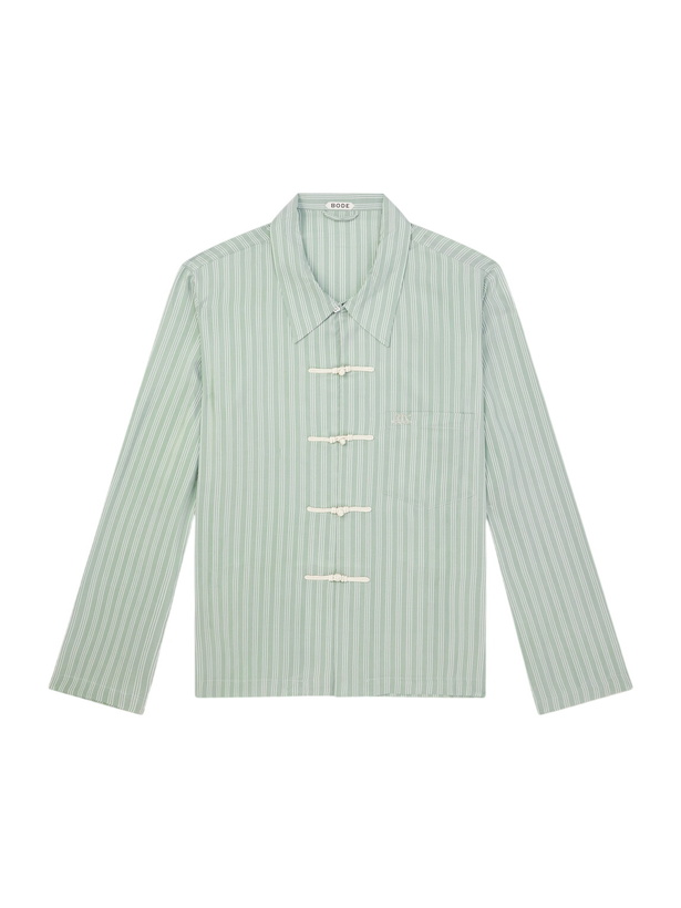 Photo: BODE - Sylvan Striped Silk-Satin Shirt - Green