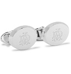 Dunhill - AD Ellipse Engraved Silver-Tone Cufflinks - Men - Silver
