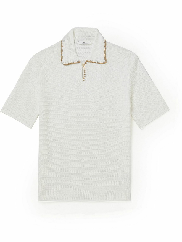 Photo: Mr P. - Crocheted Organic Cotton Polo Shirt - White