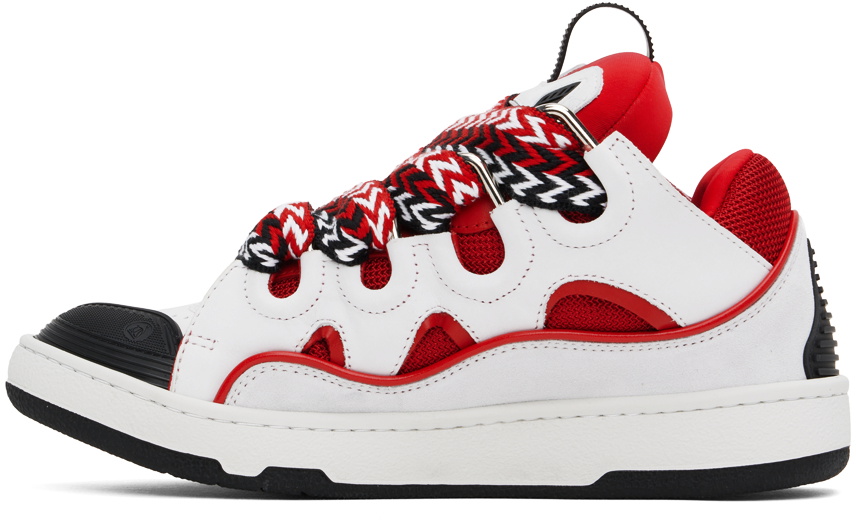 【関税込み】Lanvin ホワイト＆レッド Curb レザースニーカー Lanvin White & Red Leather Curb Sneakers Lanvin