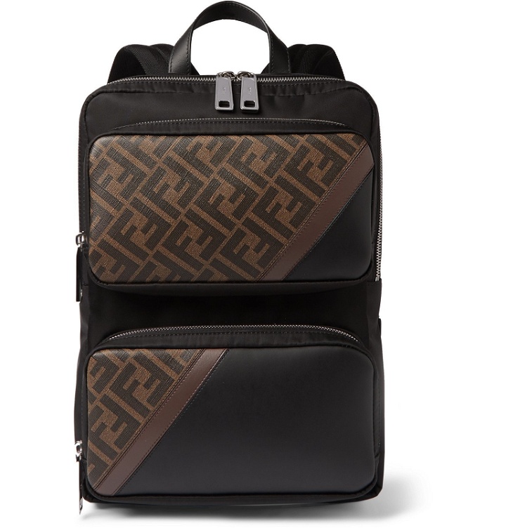 Photo: Fendi - Leather and Coated Canvas-Trimmed Shell Backpack - Brown