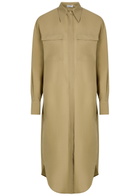 Brunello Cucinelli Crinkled Cotton-blend Midi Shirt Dress Beige