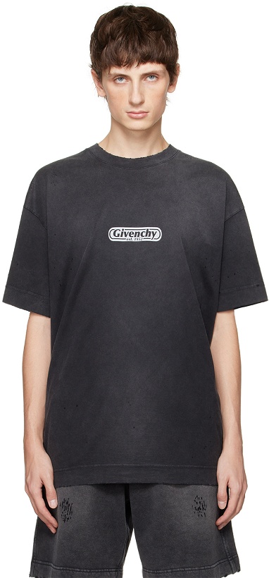 Photo: Givenchy Black Distressed T-Shirt