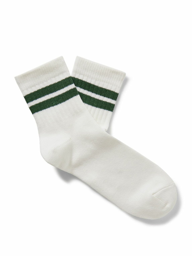 Photo: Mr P. - Striped Ribbed Cotton-Blend Socks
