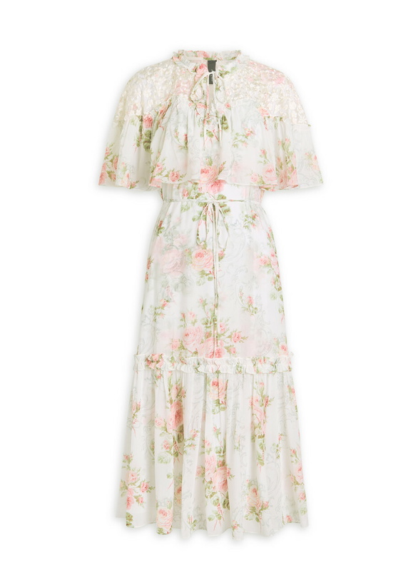Photo: Needle & Thread Carla Floral-print Chiffon Midi Dress White And Multi