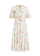 Needle & Thread Carla Floral-print Chiffon Midi Dress White And Multi