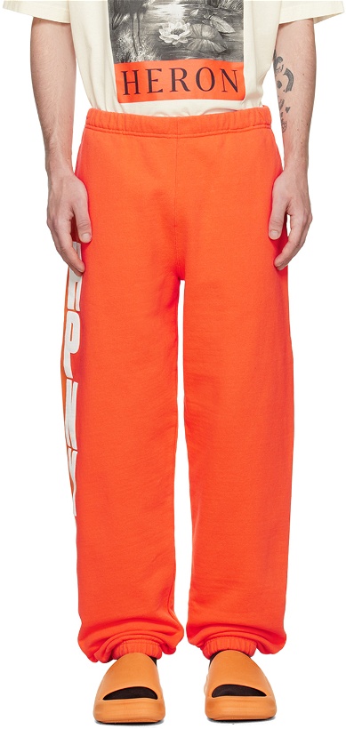 Photo: Heron Preston Orange 'HPNY' Lounge Pants