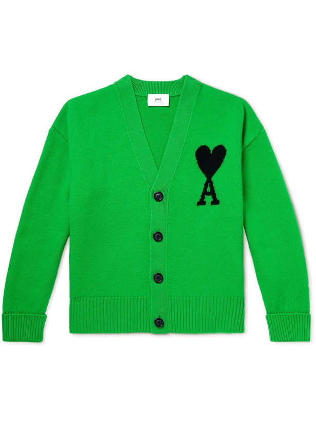 Photo: AMI PARIS - Logo-Intarsia Wool Sweater - Green