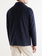 Herno - Double-Breasted Woven Coat - Blue