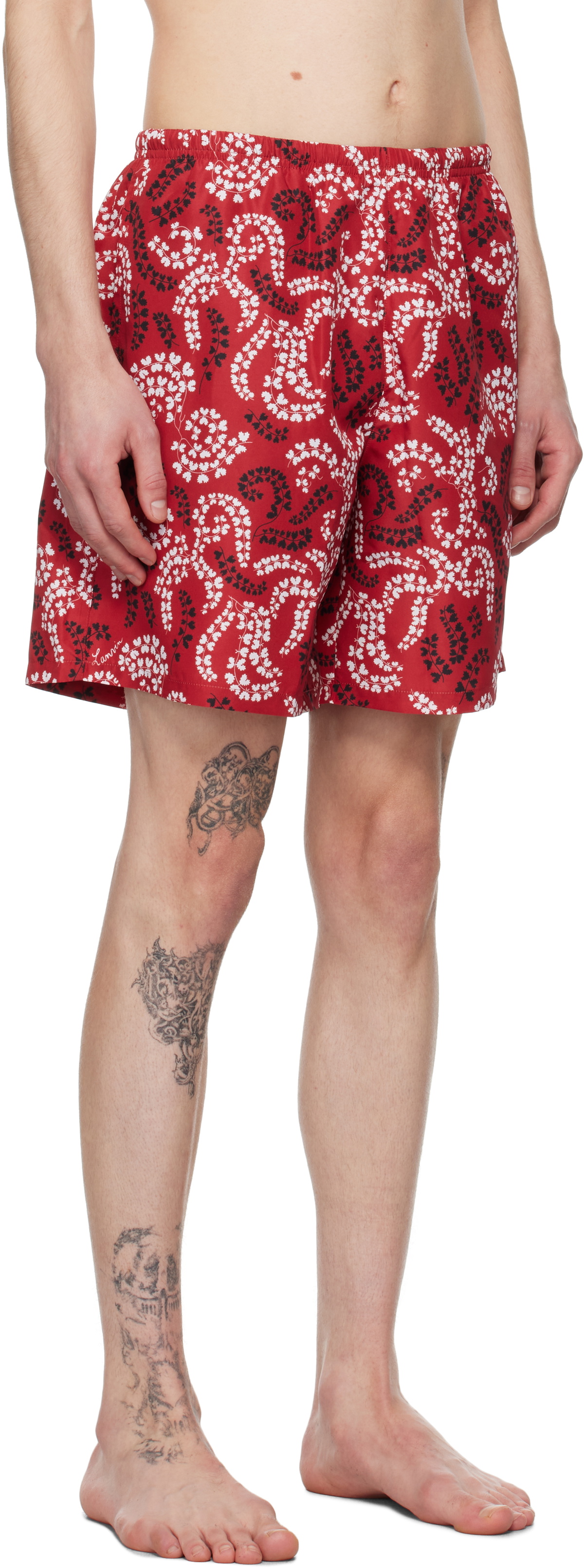 Lanvin Red Printed Swim Shorts