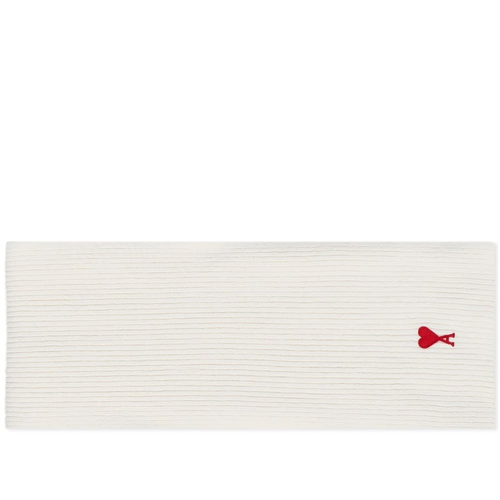Photo: AMI Men's Small A Scarf in Off White/Red