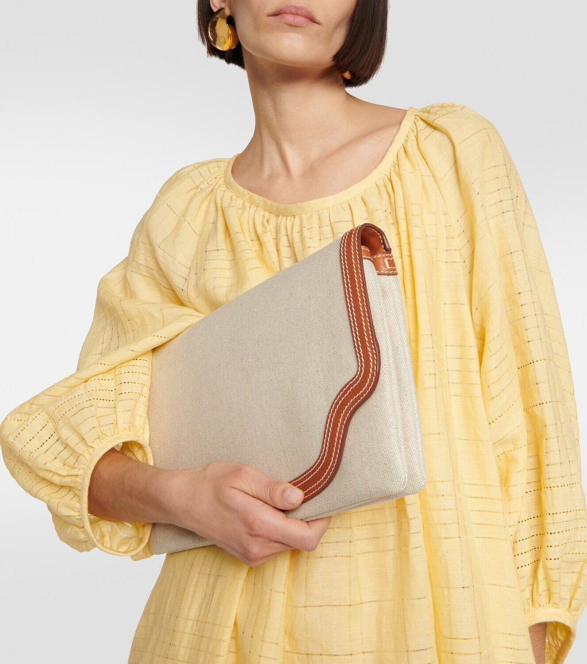 Loro Piana Alba Large canvas clutch