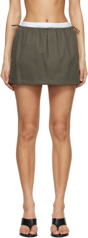 Photo: Alexander Wang Khaki Logo Elastic Mid-Rise Miniskirt