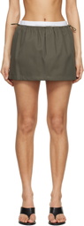 Alexander Wang Khaki Logo Elastic Mid-Rise Miniskirt