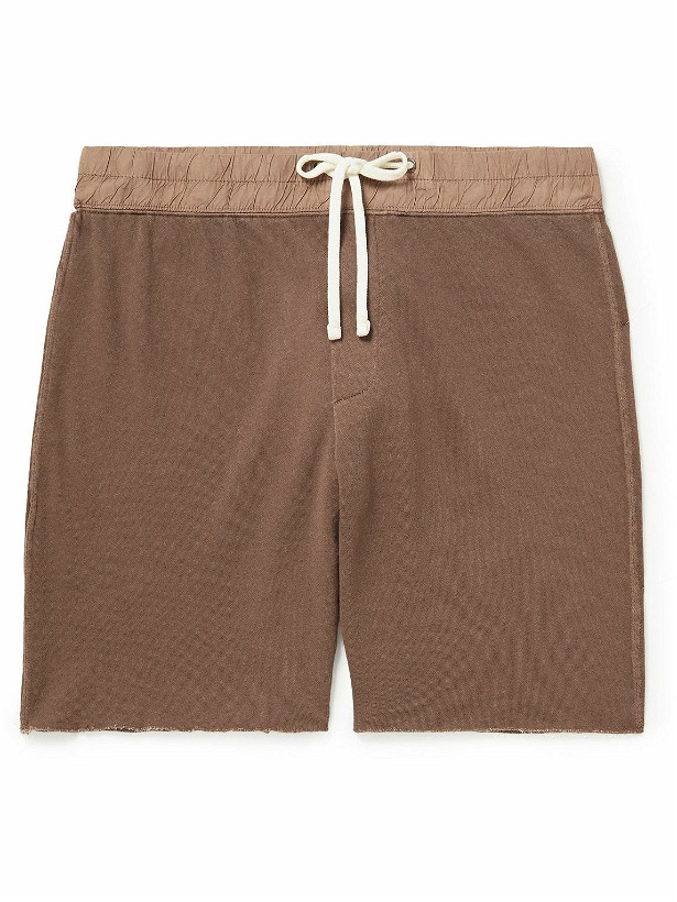 Photo: James Perse - Straight-Leg Poplin-Trimmed Supima Cotton-Jersey Drawstring Shorts - Brown
