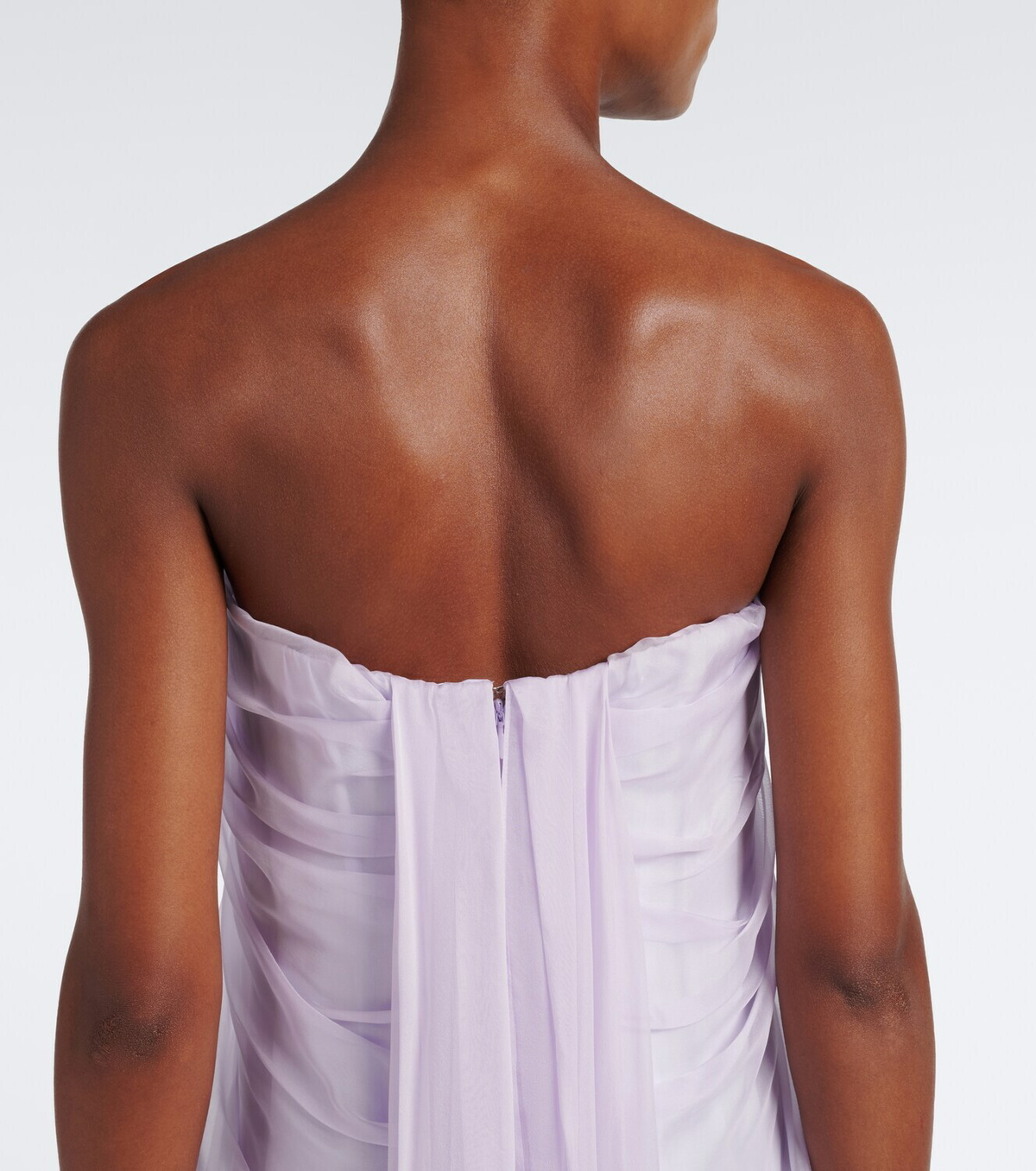 McQueen Draped silk chiffon bustier gown