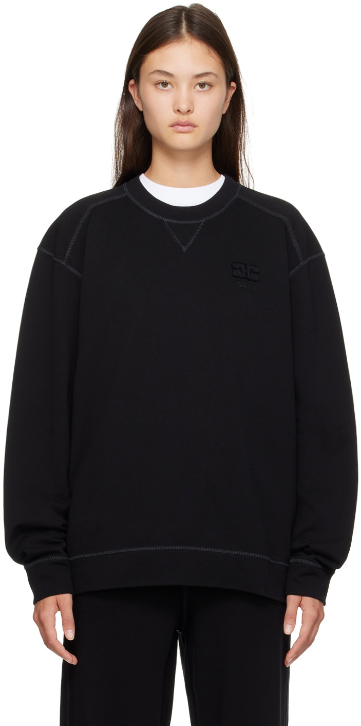 GANNI Black Crewneck Sweatshirt GANNI