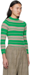 Meryll Rogge Taupe & Green Striped Sweater