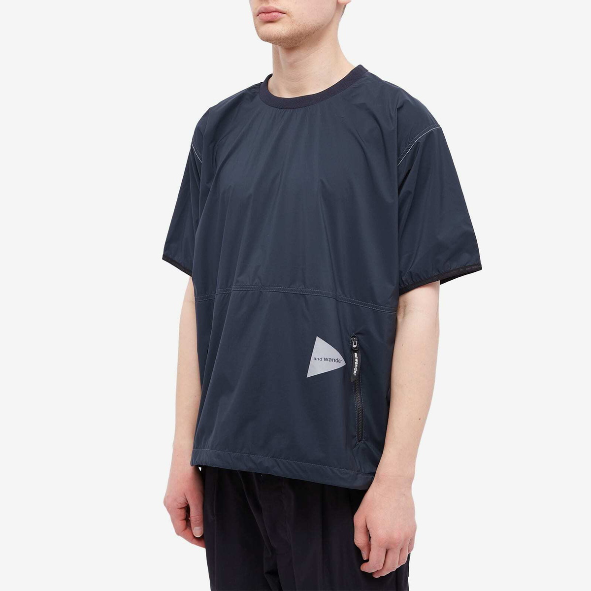 And Wander Men's Pertex Wind T-Shirt in Navy and Wander