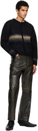 TONYWACK Black Alpaca Jacquard Knitted Cardigan