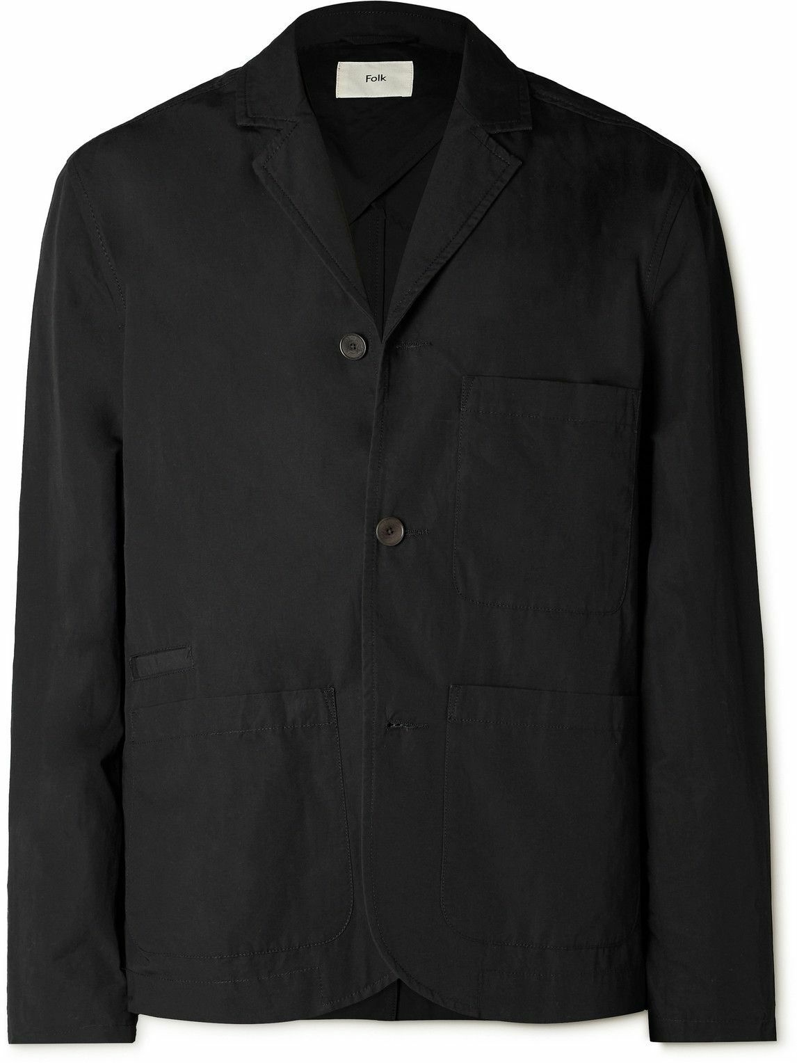 Photo: Folk - Unstructured Garment-Dyed Cotton Blazer - Black