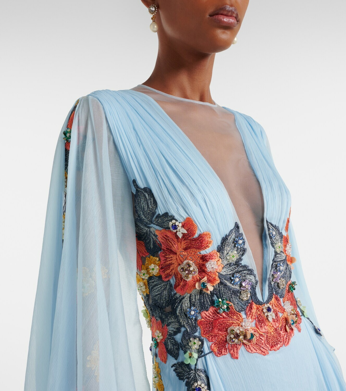 Costarellos Floral silk gown