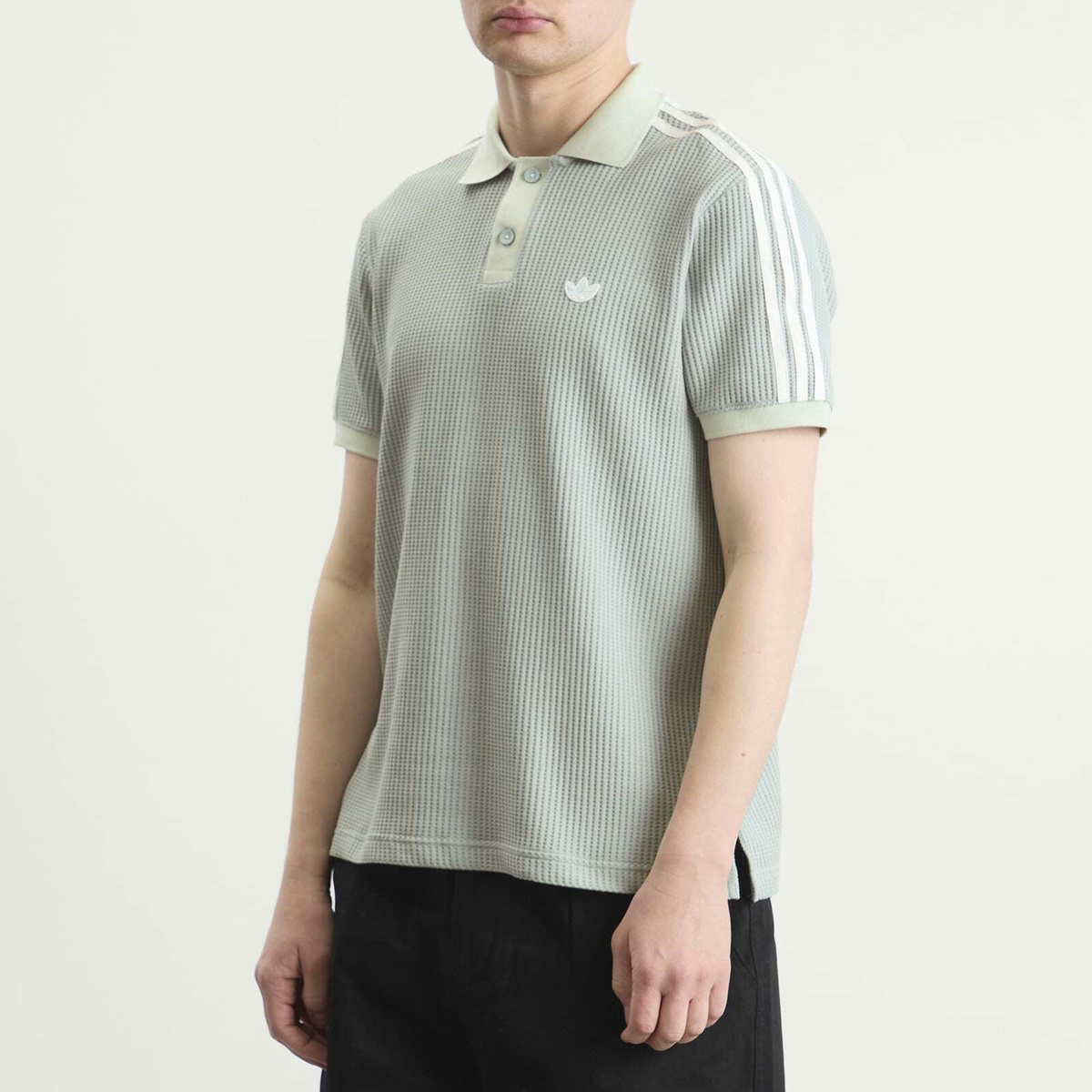 Adidas Men's Waffle Knit Polo in Wonder Sage