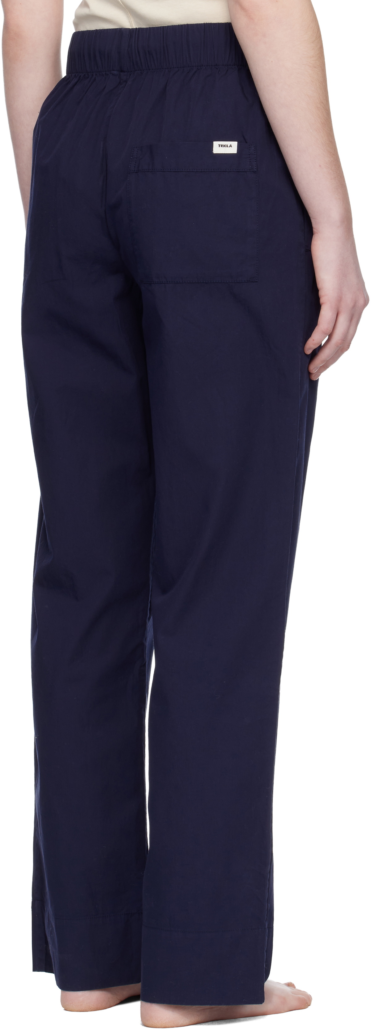 Tekla Navy Poplin Pyjama Pants
