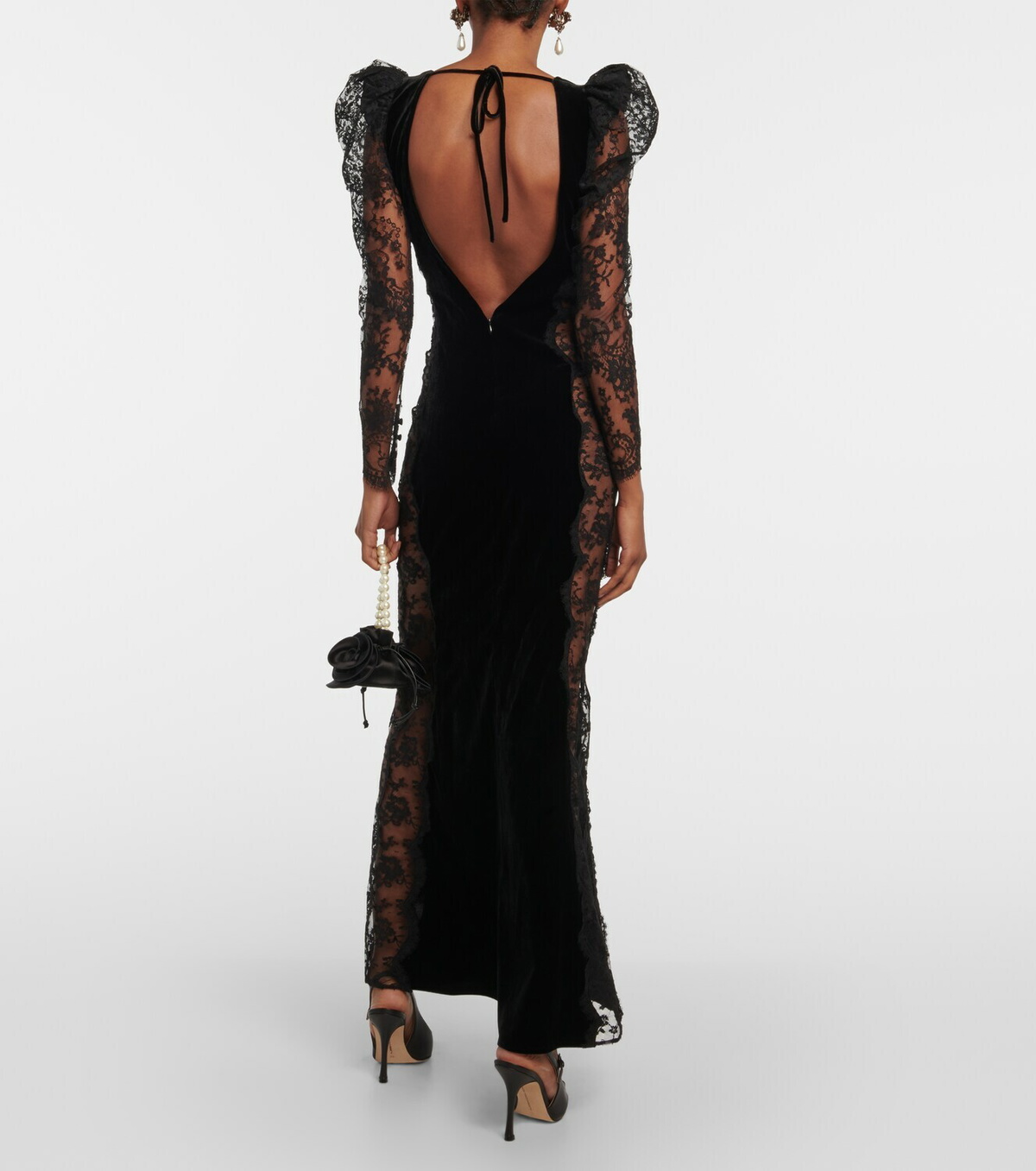 alessandra rich black lace dress Girl Crush Black Velvet Midi Dress main image 1