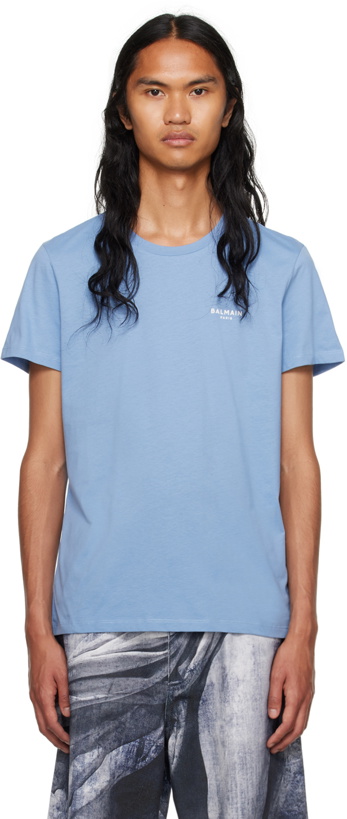 Photo: Balmain Blue Flocked T-Shirt